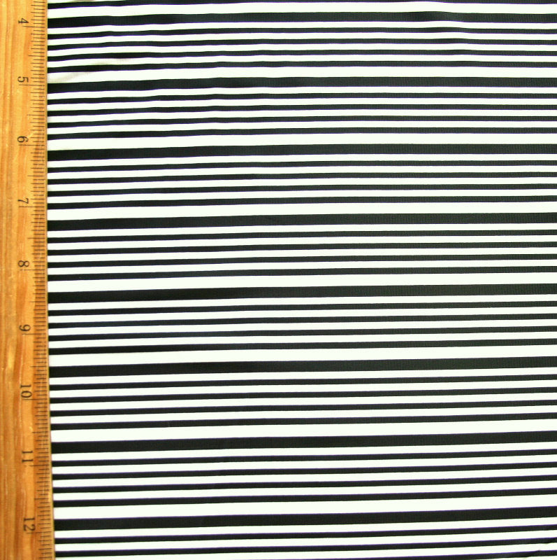 Nylon Lycra Swim Knit Black Narrow Stripes on White