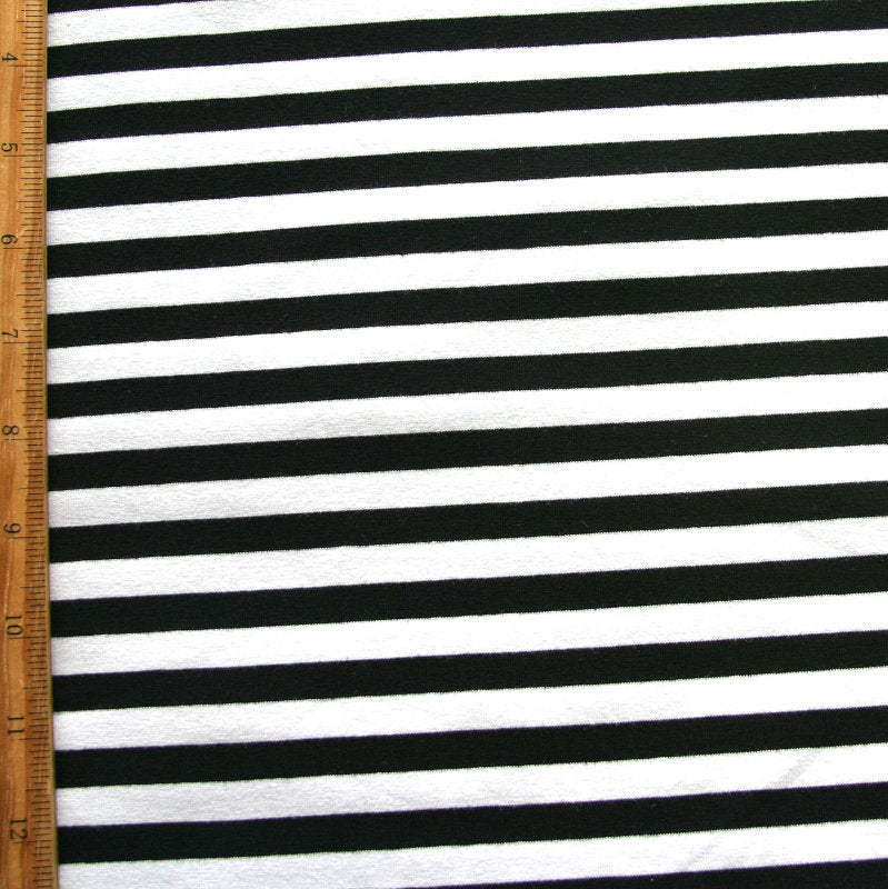 Cotton Lycra Black and White 3/8 Inch Stripe Knit Fabric