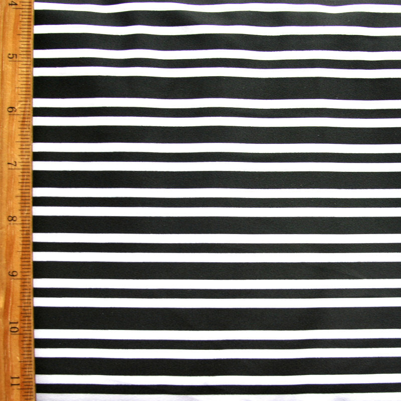 Swim Knit Nylon Lycra Black and White Stripes