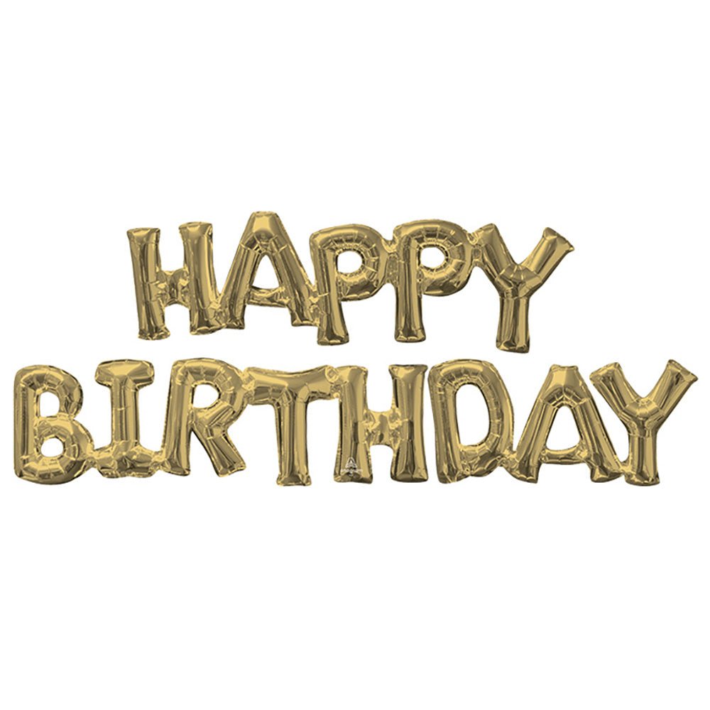 Happy Birthday Foil Balloon White Gold