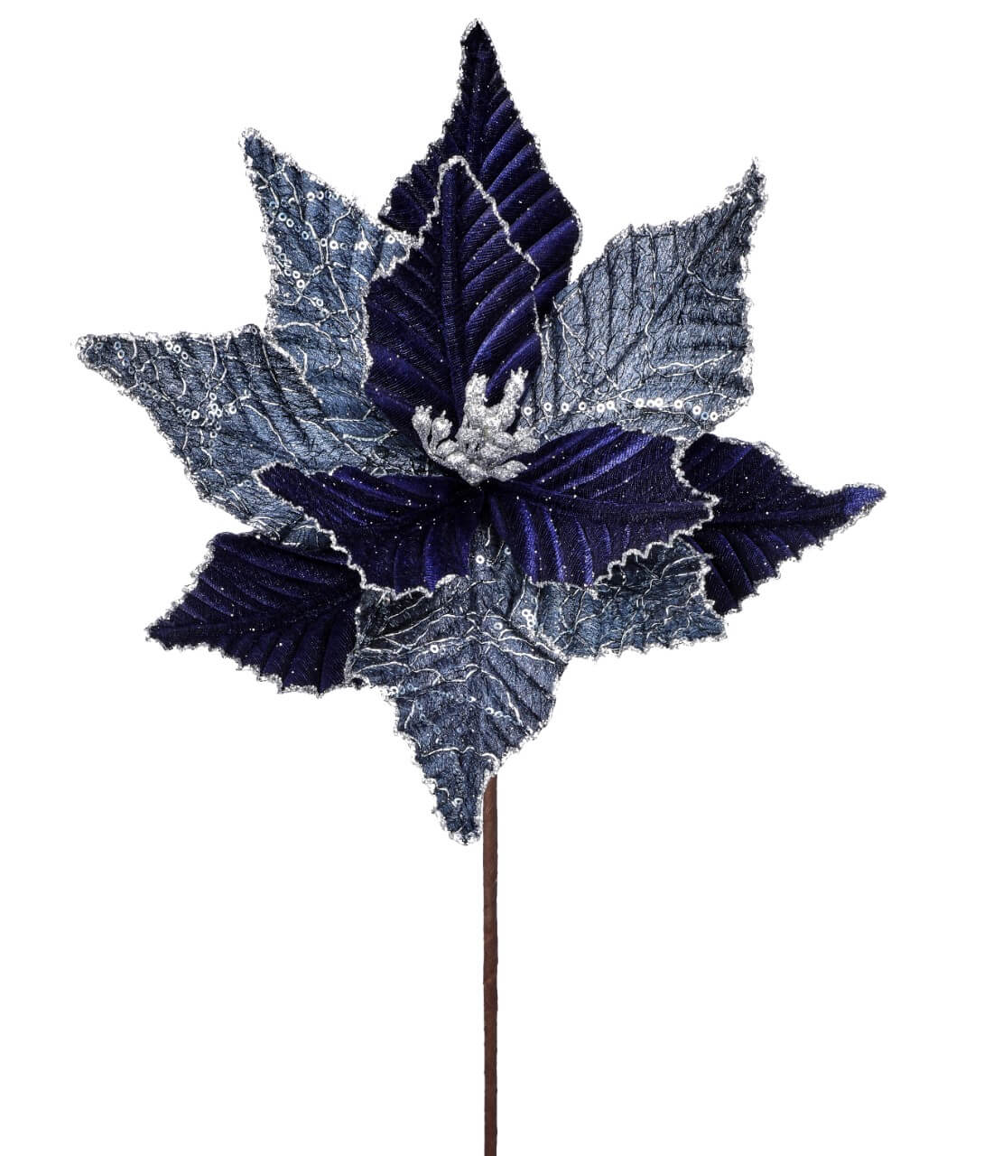 24” x 13" Winters Night Navy Poinsettia Stem