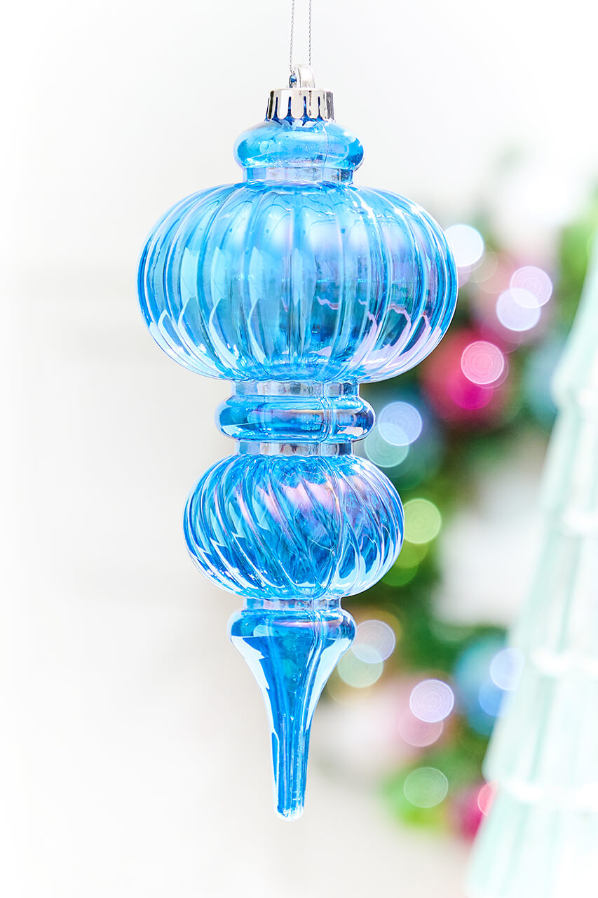10" Blue Iridescent Chandelier Ornament