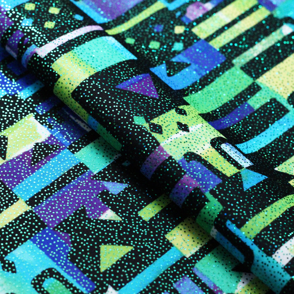 Afro Beat Nylon Spandex Fabric - Blue Mint/Multicolor African Print, 58/60" Width (1 Yard)