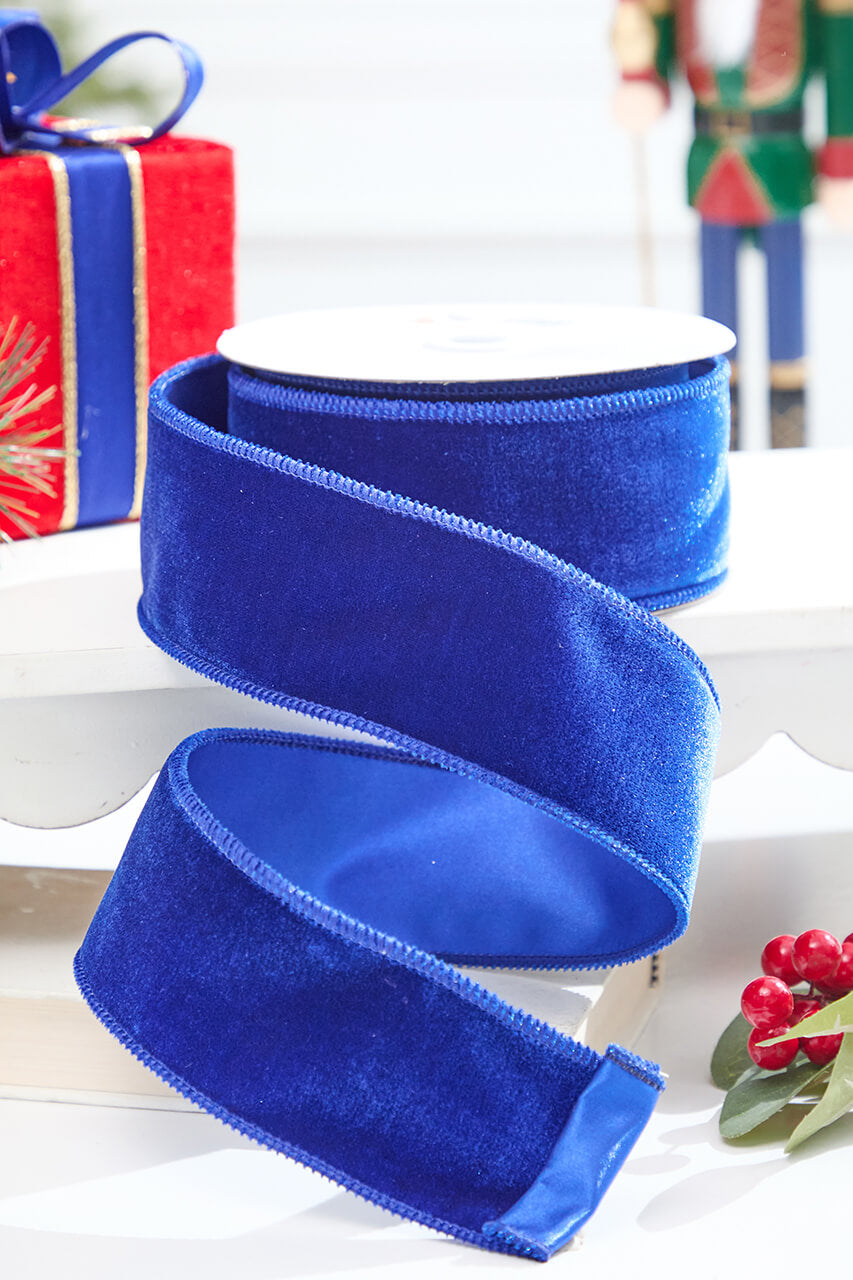 2.5" x 10 Yard Royal Blue Deluxe Velvet Ribbon
