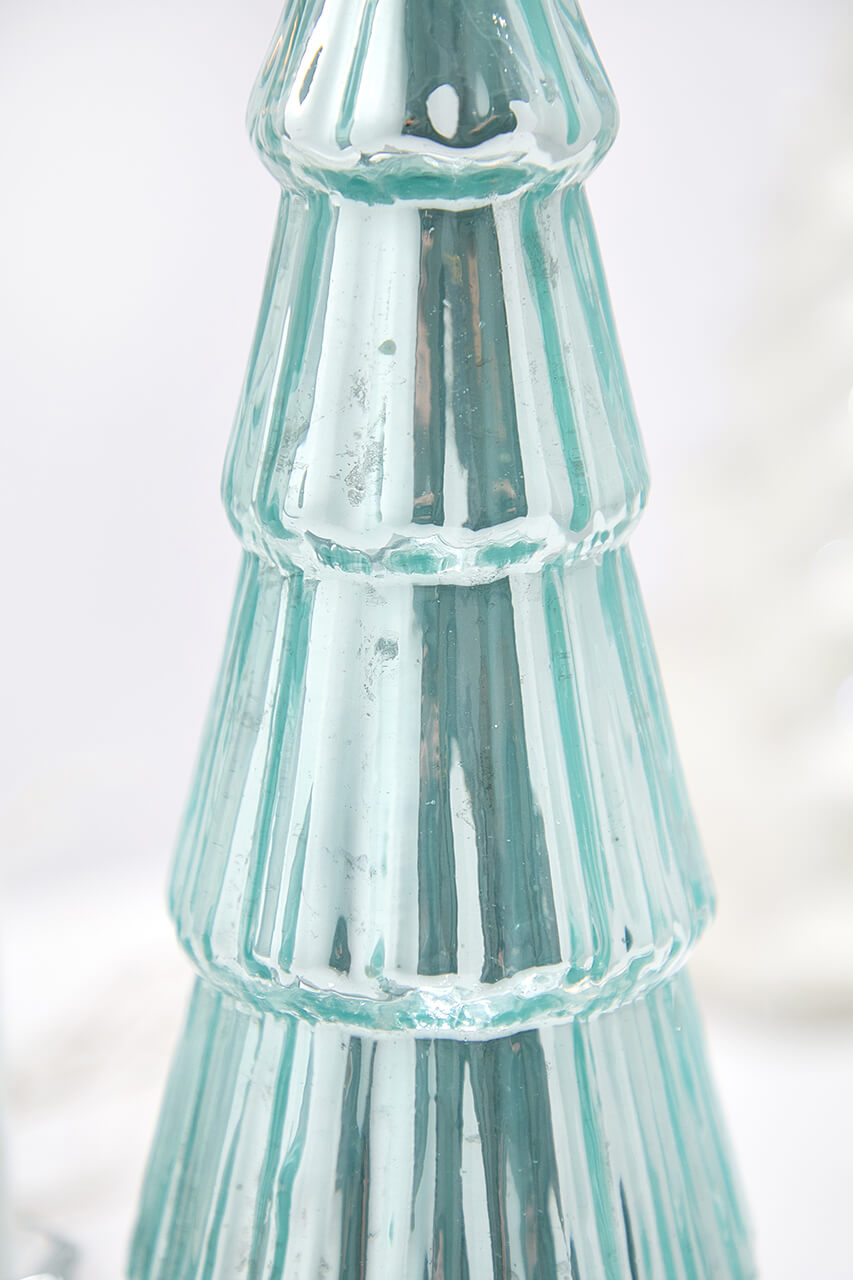15" Light Blue Mercury Glass Tabletop Tree