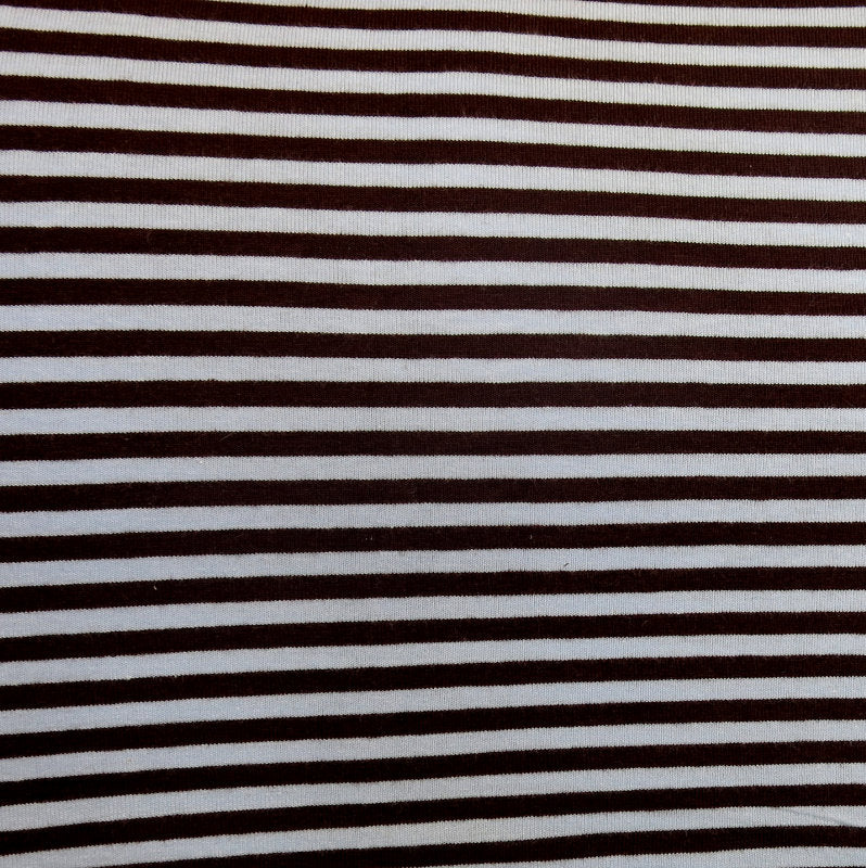 Cotton Lycra Brown and Blue 3/16" Stripe Knit Fabric