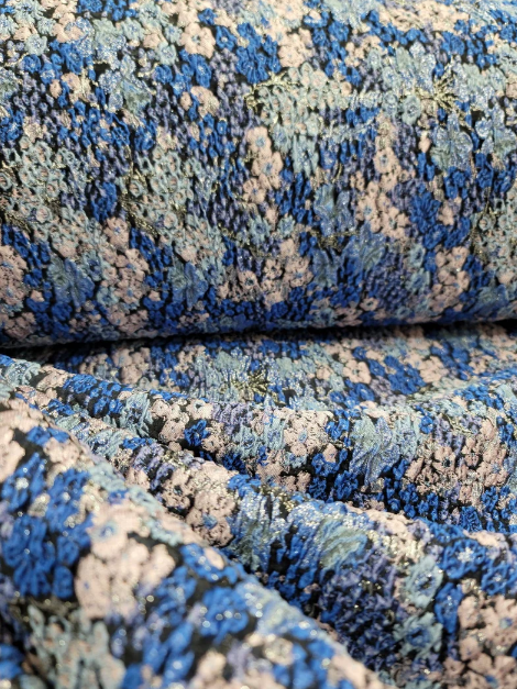 Brocade Jacquard Floral Textured Royal Blue