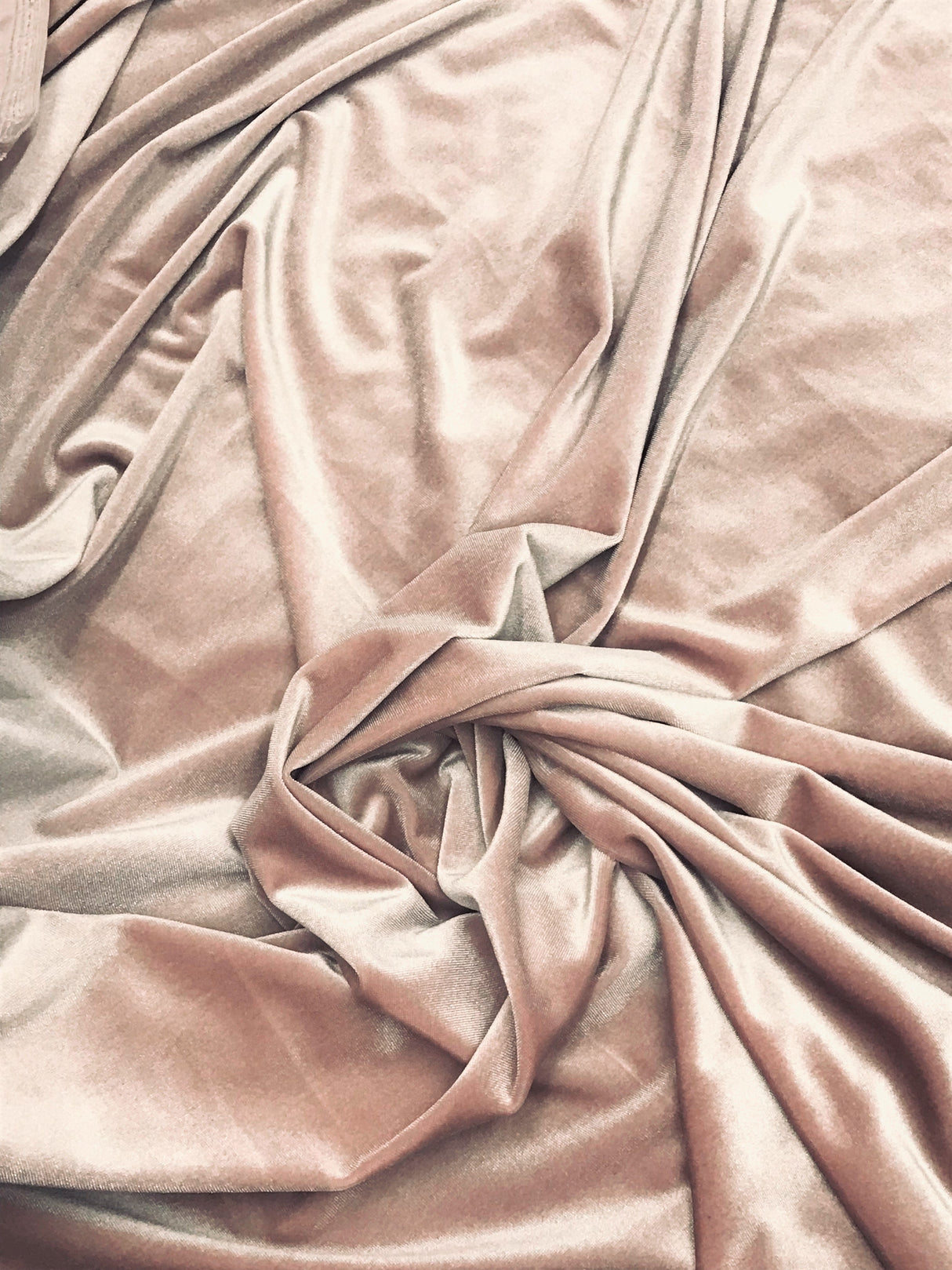 Blush Mauve Polyester Spandex Stretch Velvet Fabric - Soft Draping, Blush Mauve, 58"-60" Width