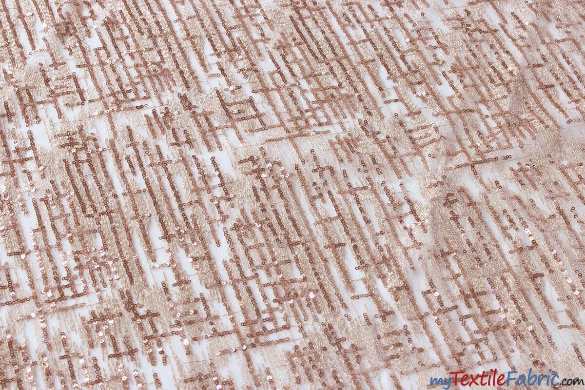 Everleigh Embroidery Polyester Lace Fabric - Sequins Hatch Cross, Multiple Colors, 52" Width (1 Yard)