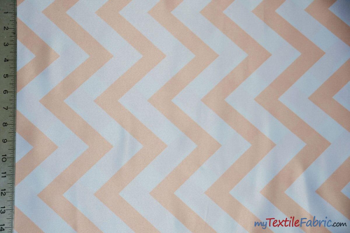 Chevron Lamour Satin Polyester Fabric - Chevron Print, 58/60" Width, Multiple Colors (1 Yard)