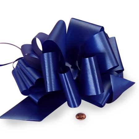 8" Giant Poly Pull Bows 2 3/4 '' X 8 '' Royal Blue Embossed Color 50 EACH / ROLL