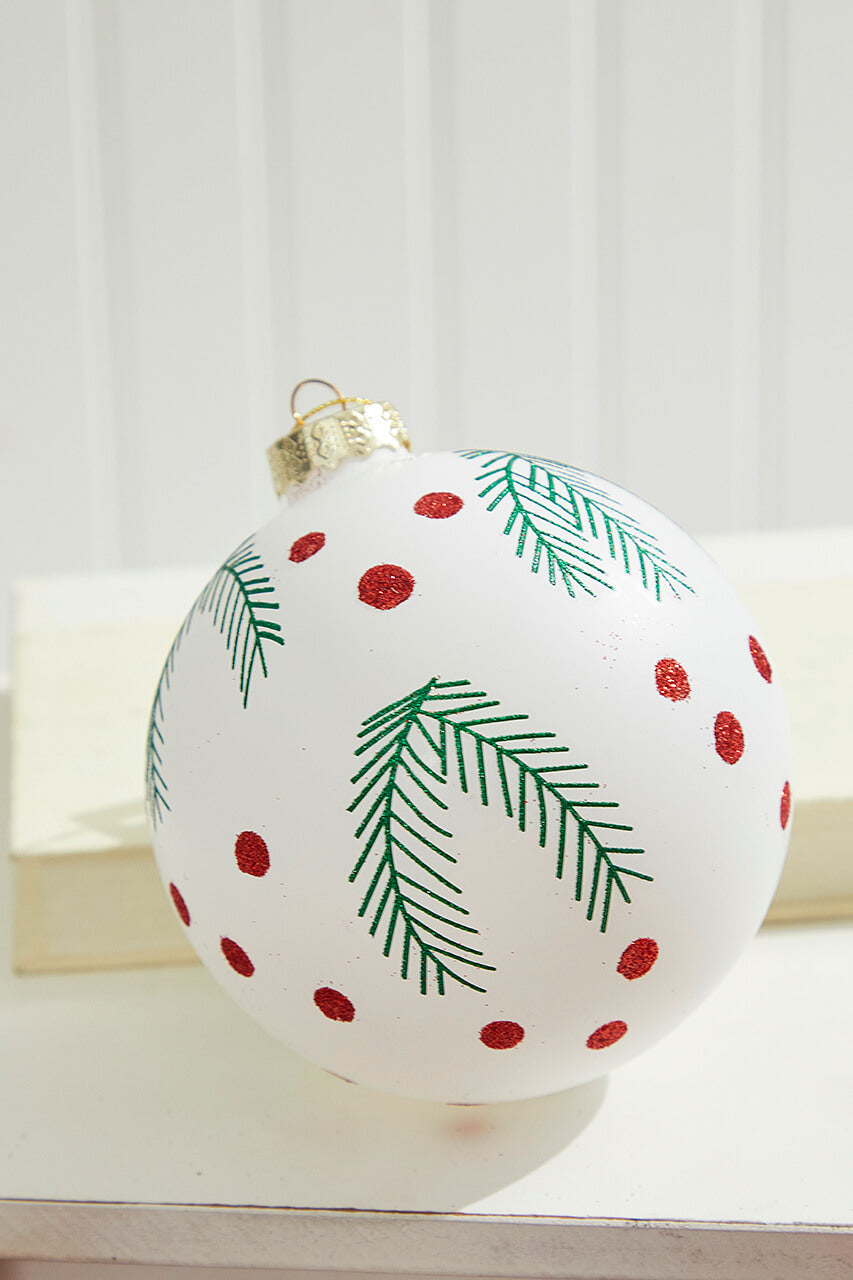 5" Red/White Christmas Ball Ornaments - Set of 6