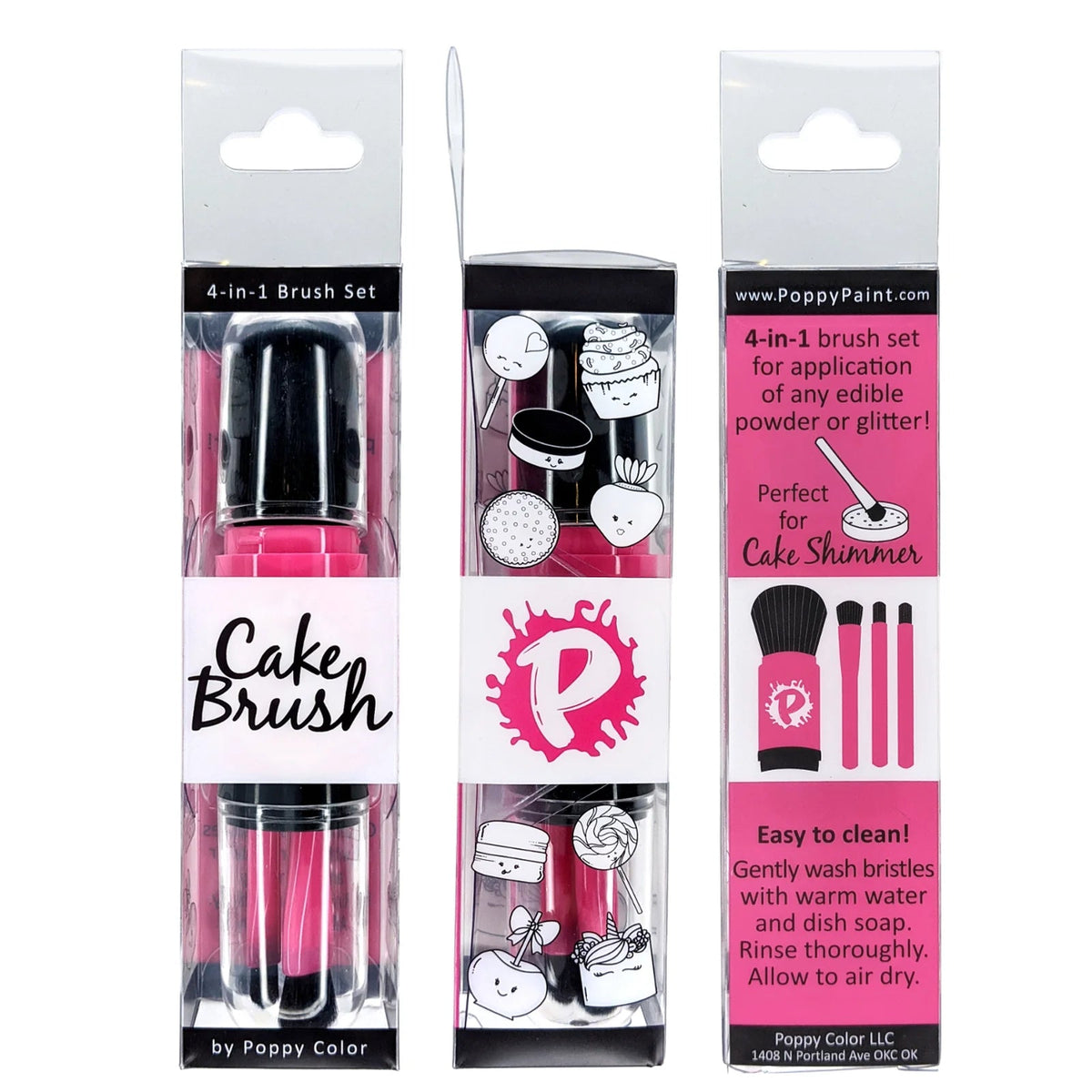 Poppy Paint 4-in-1 Cake Brush Compact Luster Brush Set