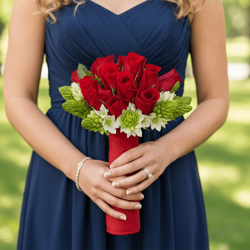 Red Roses Star of Bethlehem Bridesmaids Bouquets 6 Sets Fresh Flowers 27 Stems Each