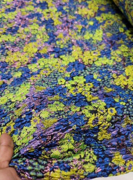 Brocade Jacquard Floral Royal Blue Green