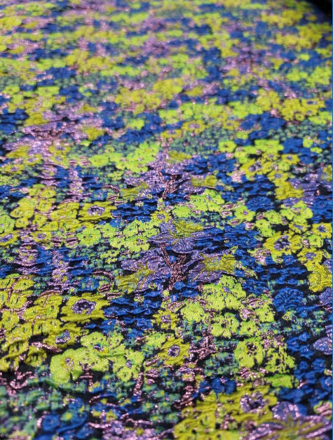 Brocade Jacquard Floral Royal Blue Green