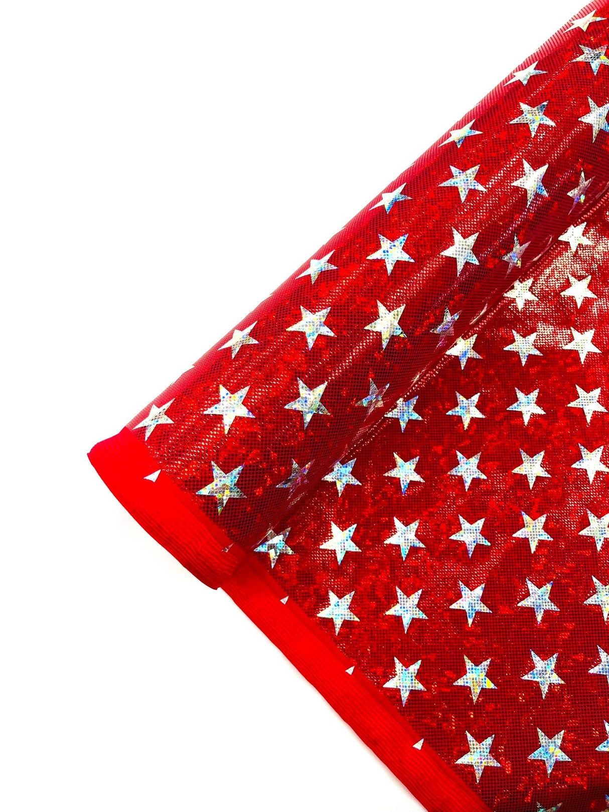 Brocken Glass Star Spandex Fabric - Red/White Broken Glass Star Pattern, 58" Width (1 Yard)