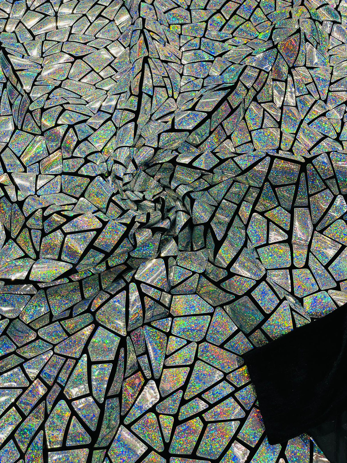 Broken Glass Sequin Velvet Fabric - Broken Glass Sequin, 58" Width (36 Inches)