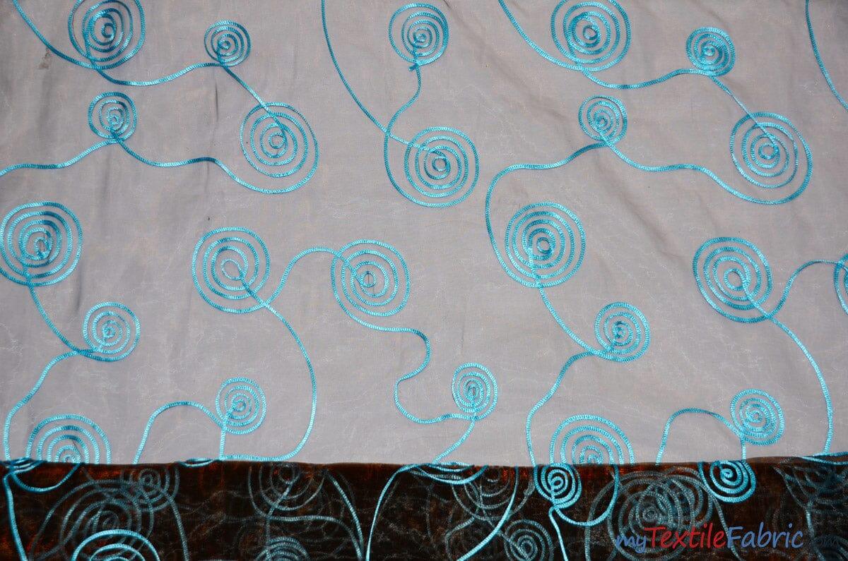 Donatello Organza Embroidery Fabric - Embroidered Floral Sheer, 54" Width, Multiple Colors (1 Yard)