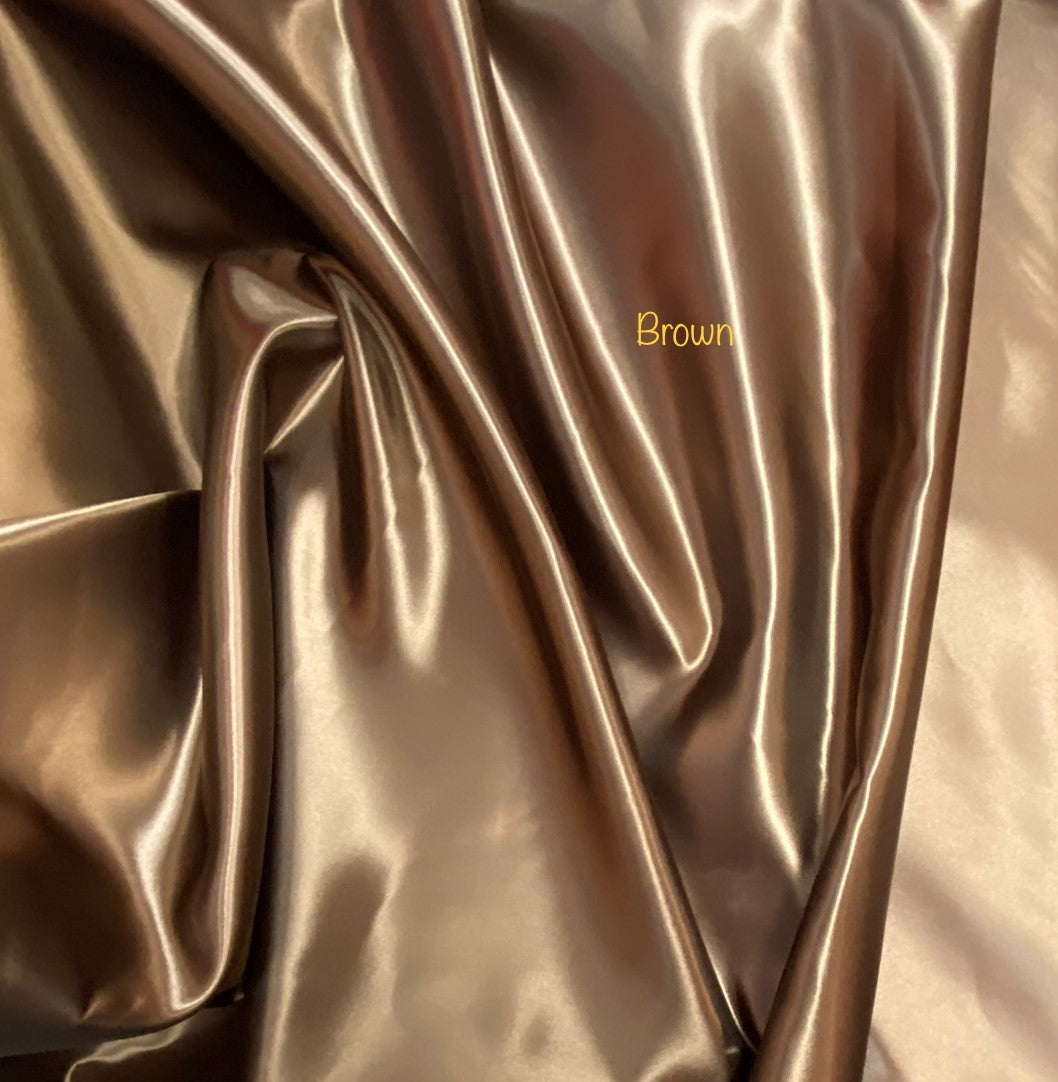 Brown Bridal Satin Fabric - Brown, 58"-60" Width (1 Yard)