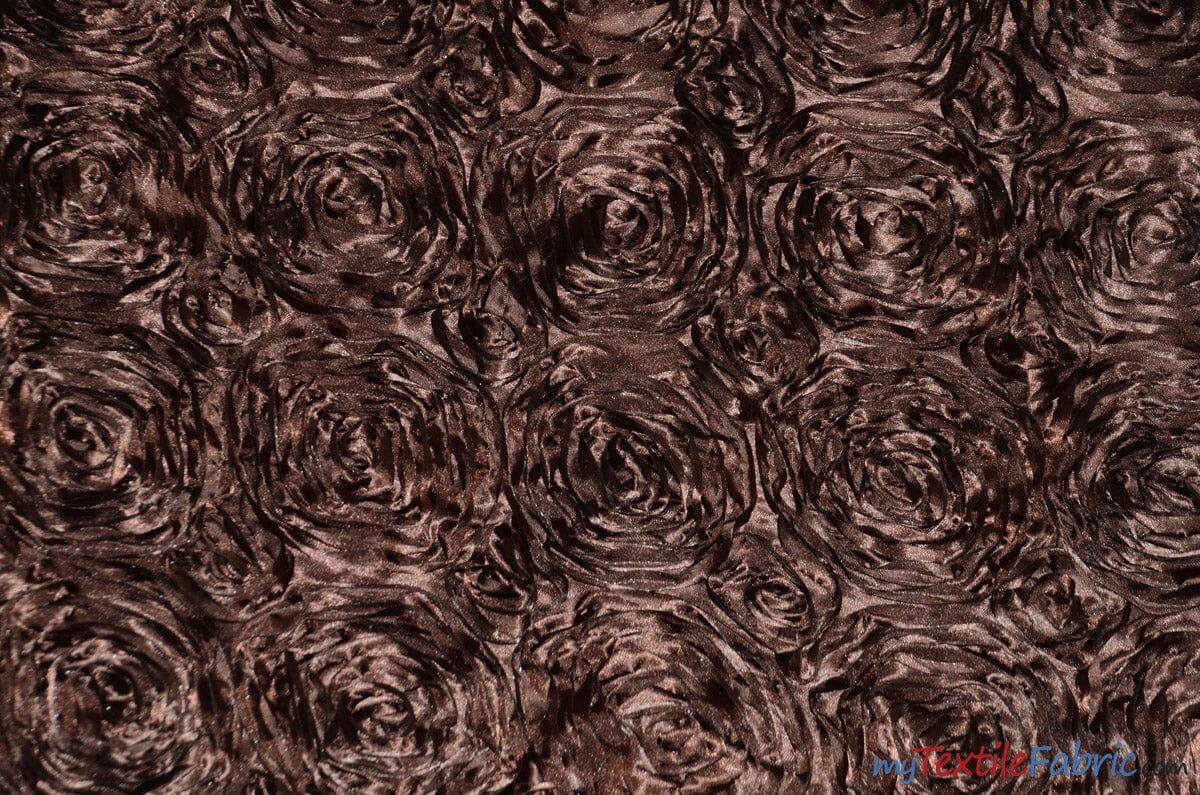 Rosette Satin Polyester Fabric - 3D Satin Floral Embroidery, 52/54" Width (Yards, Bolts, Sample Swatch)