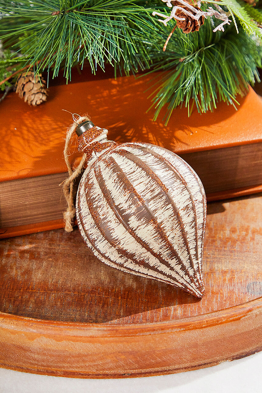 6" Antique Drop Ornament - Brown Wash