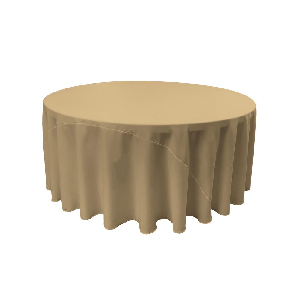 Taupe 100% Polyester Round Tablecloth 132″