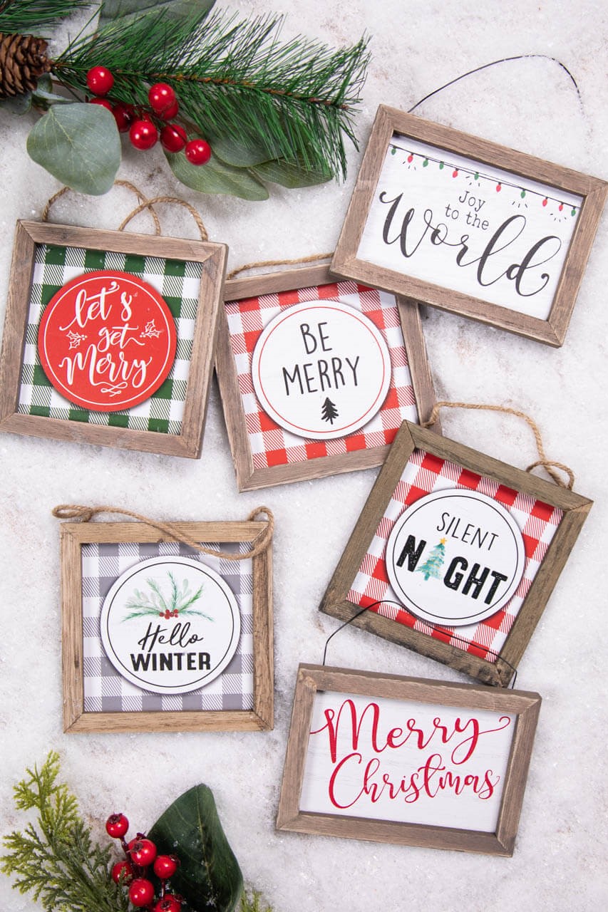 5.5” Wood Holiday Sign Ornament