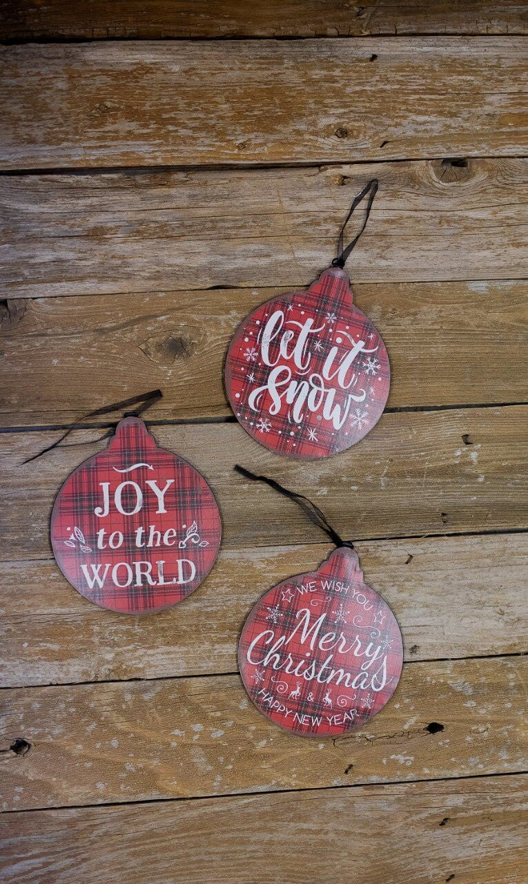 8.6 Inch Metal Buffalo Check Christmas Ornament