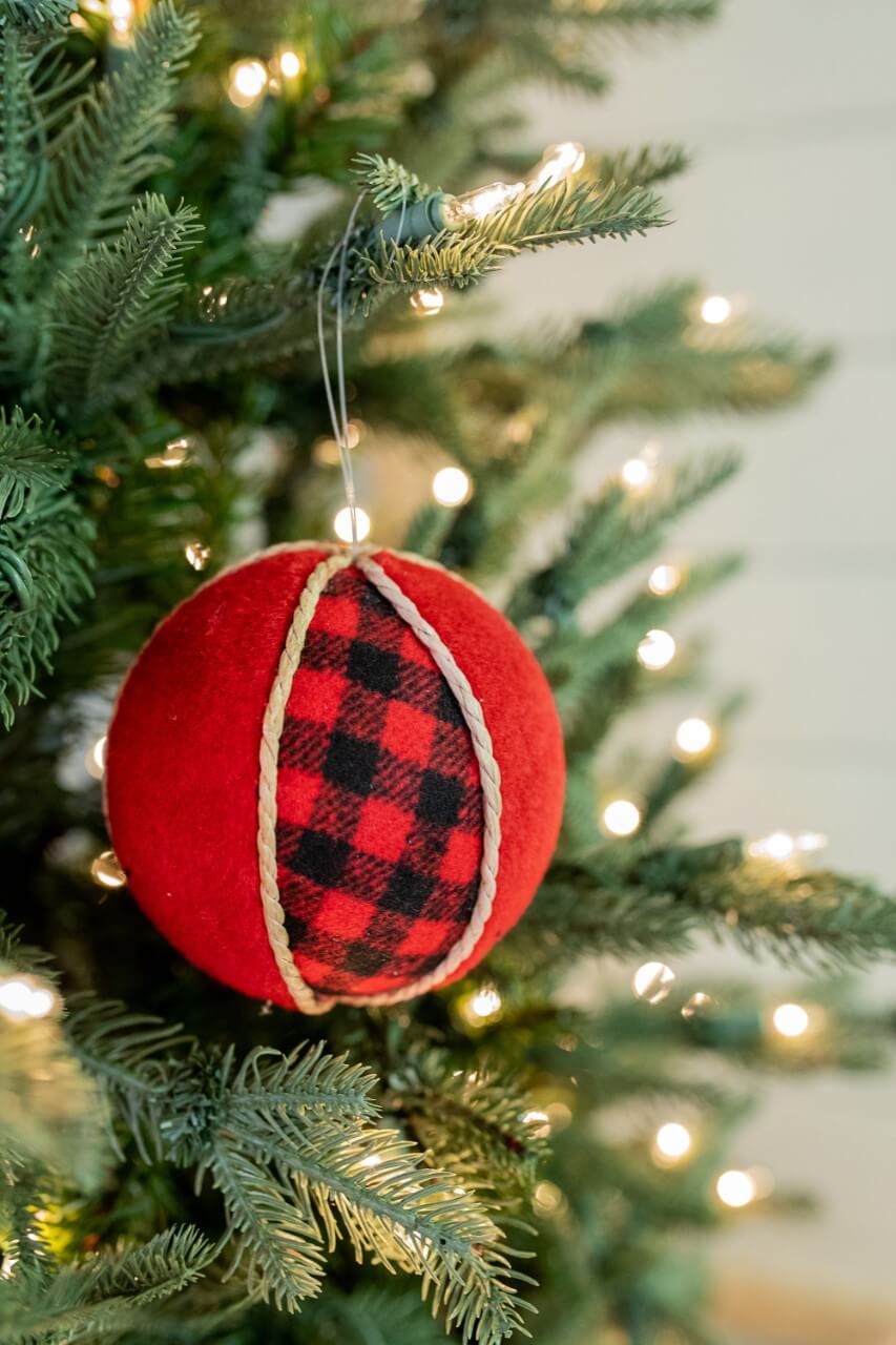 4” Red and Black Buffalo Check Ball Christmas Ornaments