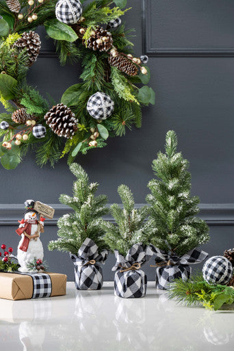 Pine Tree With Plaid Fabric - Large