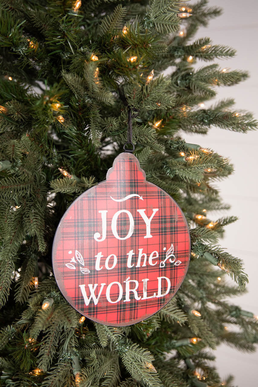 8.6 Inch Metal Buffalo Check Christmas Ornament