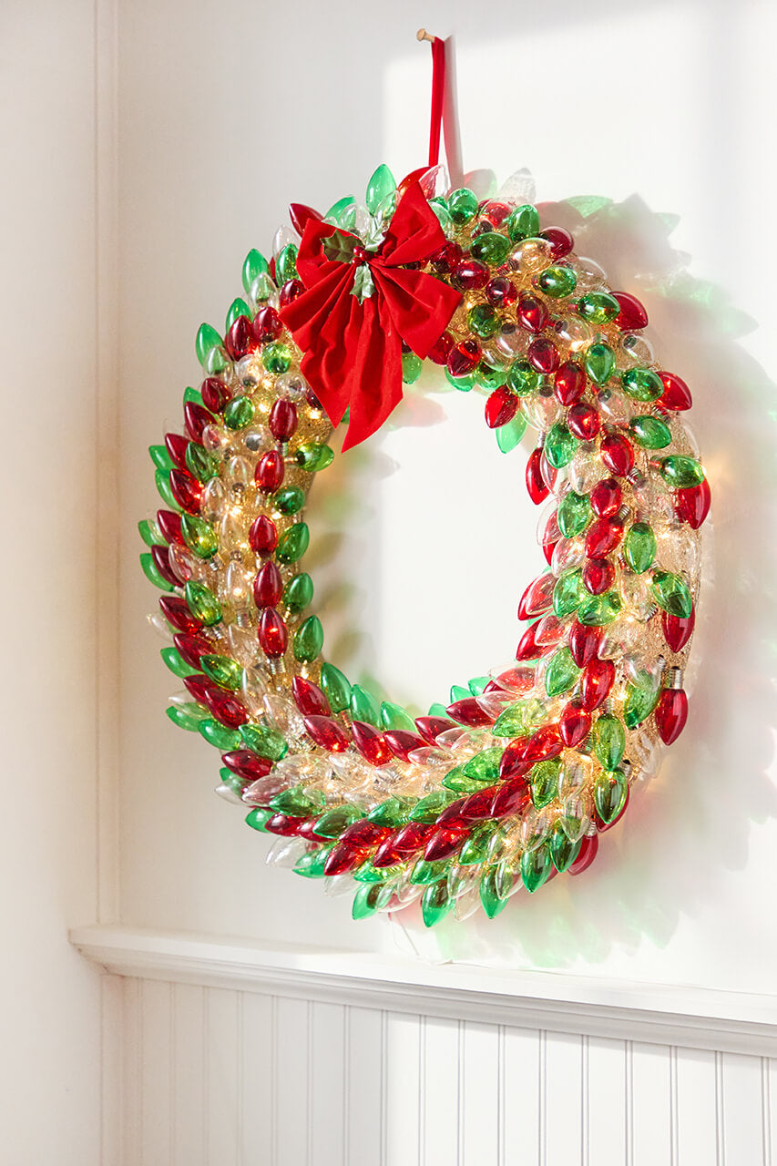30" Mr. Christmas C9 Bulb Wreath - Red, Green & Clear