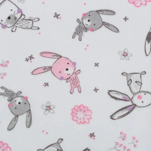 Cuddle Fabric Blush Bunny Hop Print