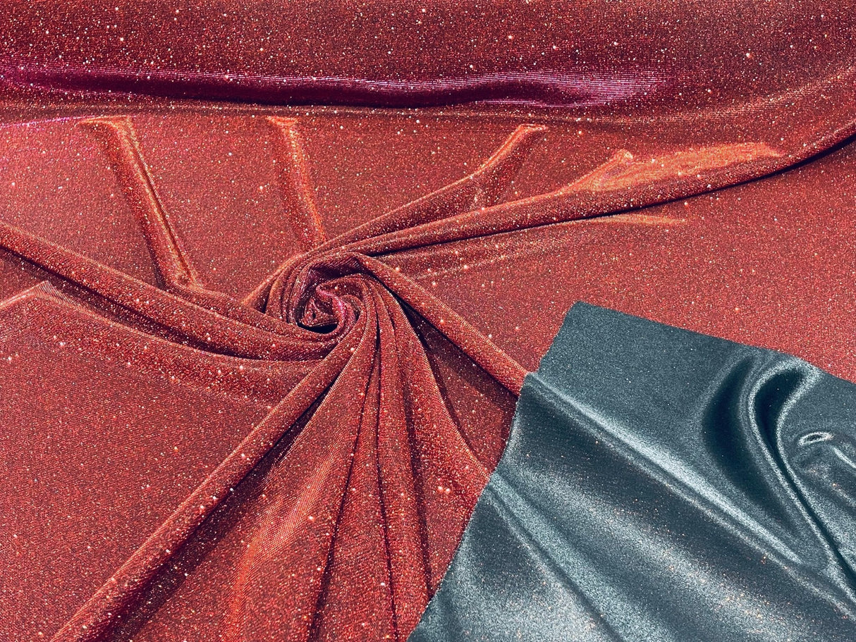 Burgundy Moon Shadow Shimmer Glitter Fabric - Burgundy, Full Glitter Covered Shimmer, 58/60" Wide (1 Yard)