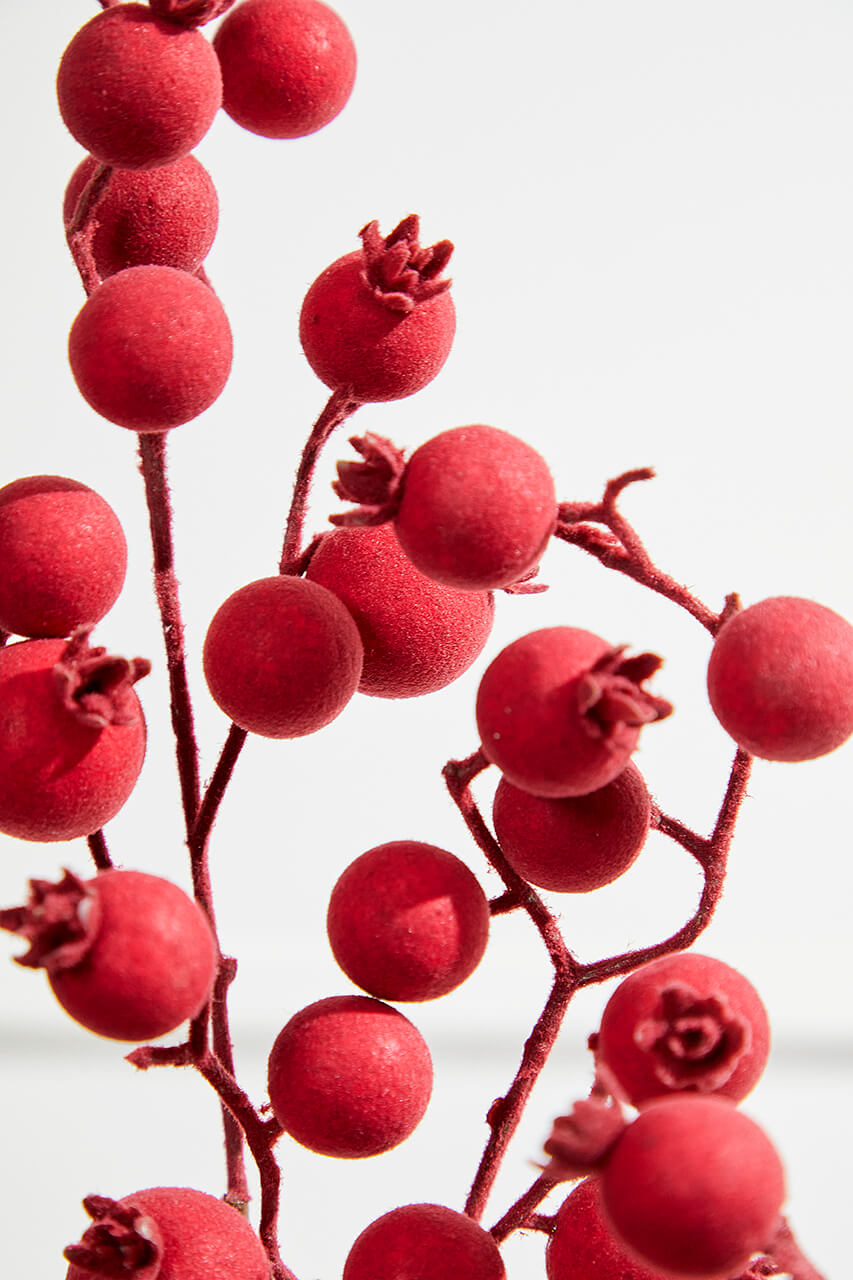 29" Burgundy Flocked Berry Spray