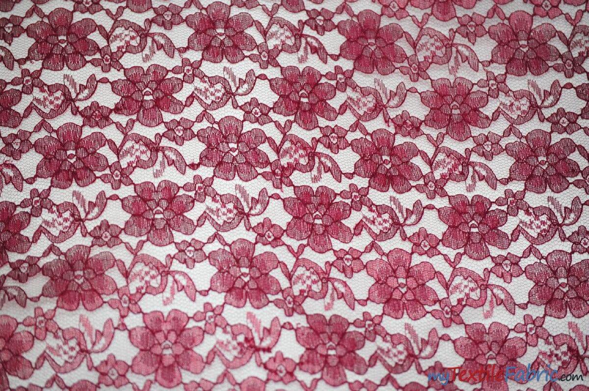 Raschel Lace Polyester Fabric - Floral Sheer Lace, 58/60" Width (1 Yard)