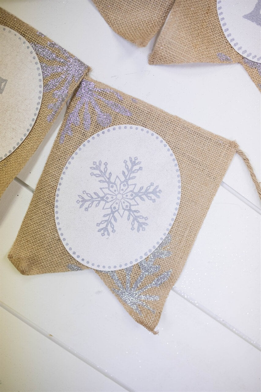 Burlap Winter Wishes Banner - Set of 2