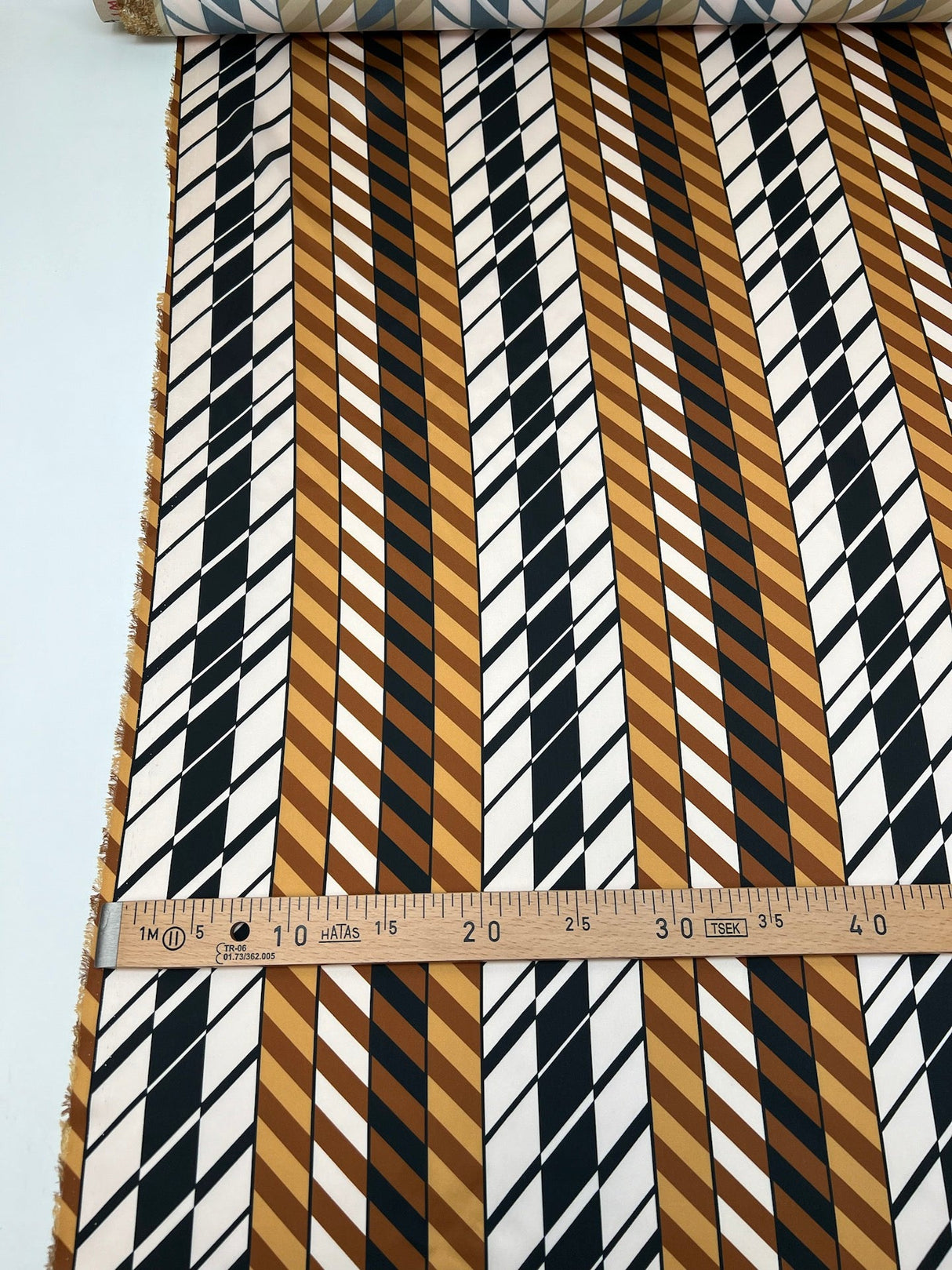 Polyester Sateen Striped Fabric Brown Multicolour Italy
