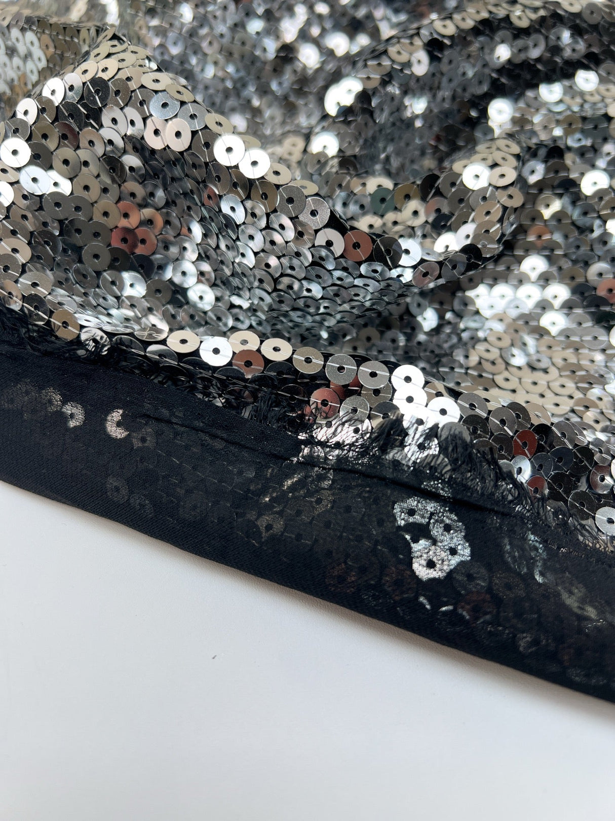 Polyamide Crepe with Sequins Silver Black