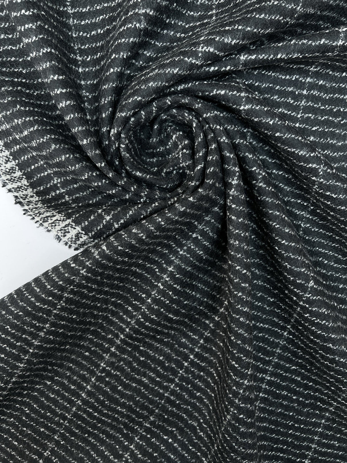 Wool Polyamid Gabardine Gray Black Striped