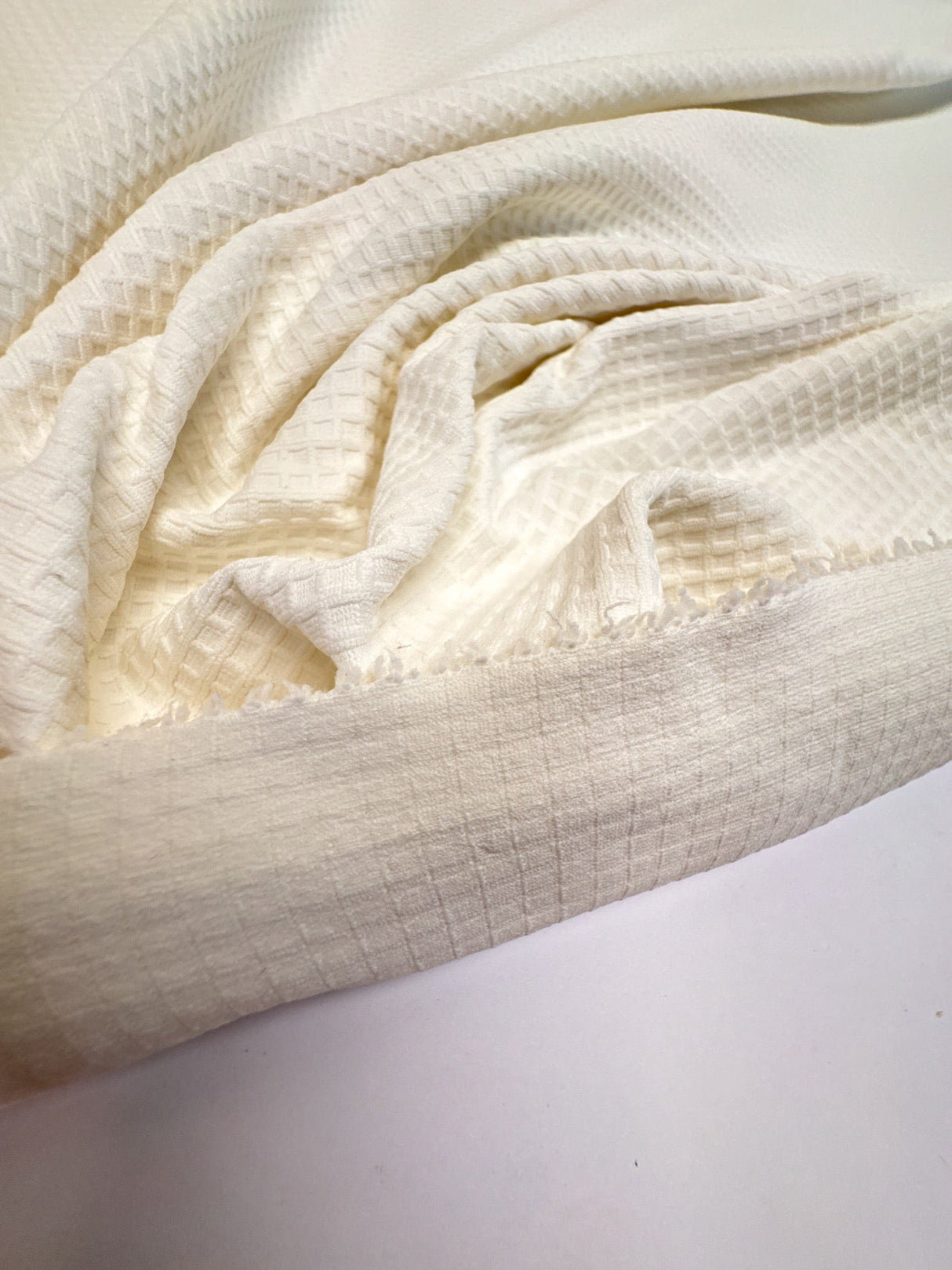 Polyamide Elastane Jacquard Checked White