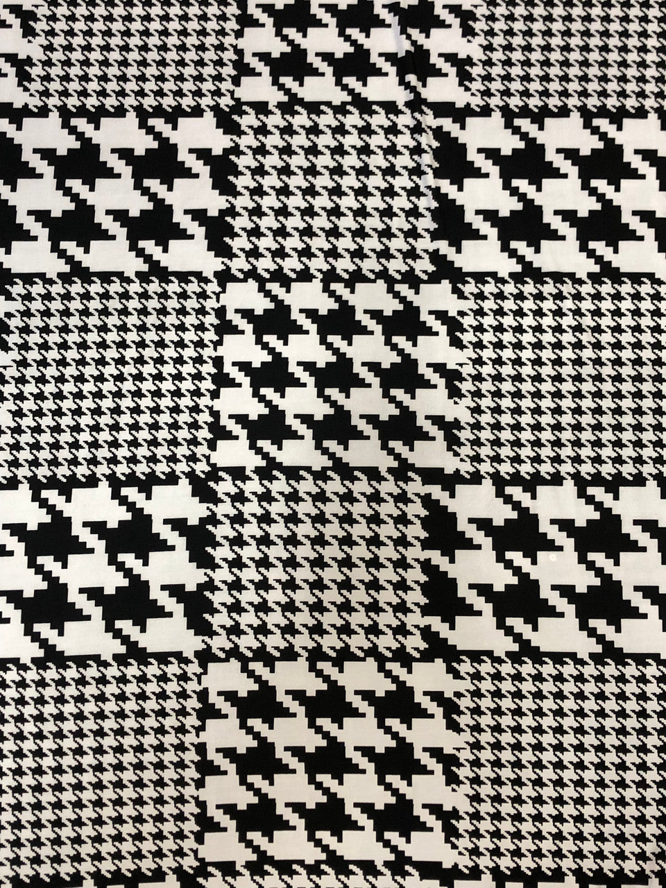 Big And Small Houndstooth Print Polyester Spandex Fabric - Black And White Houndstooth, 58" To 60" Width