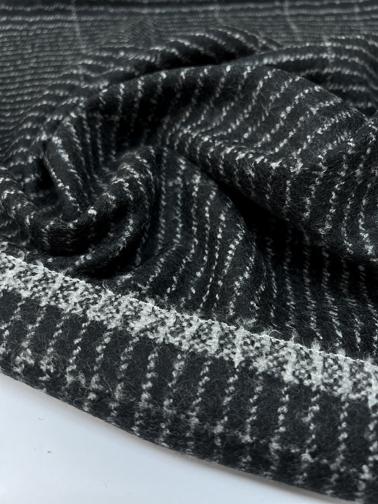 Wool Polyamid Gabardine Gray Black Striped