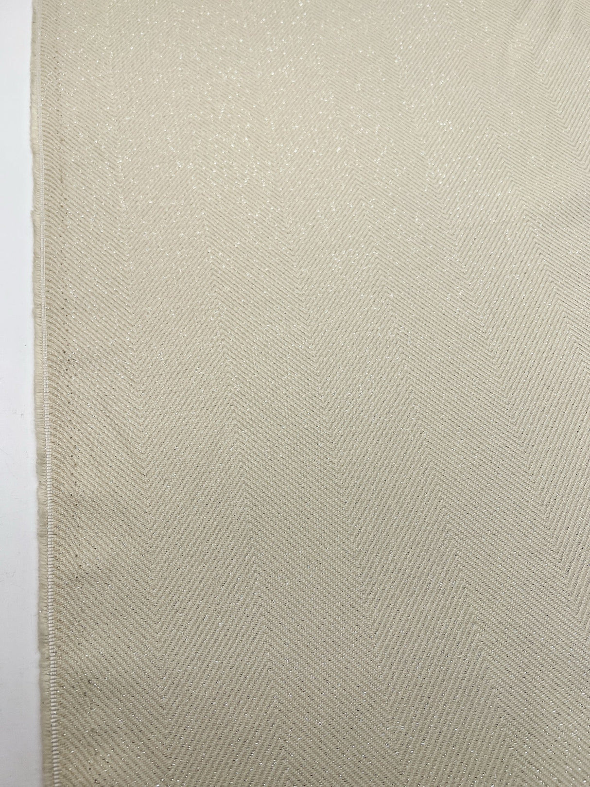Polyamide Lurex Beige Herringbone Tweed Fabric