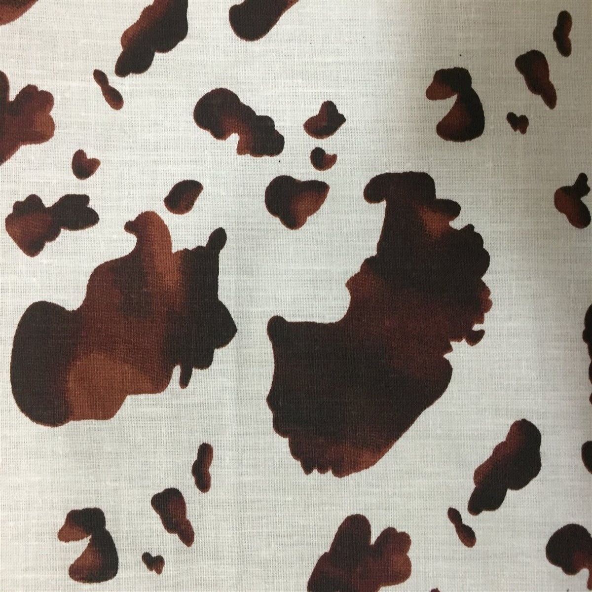 Poly Cotton Cow Print Fabric Brown Black 59"