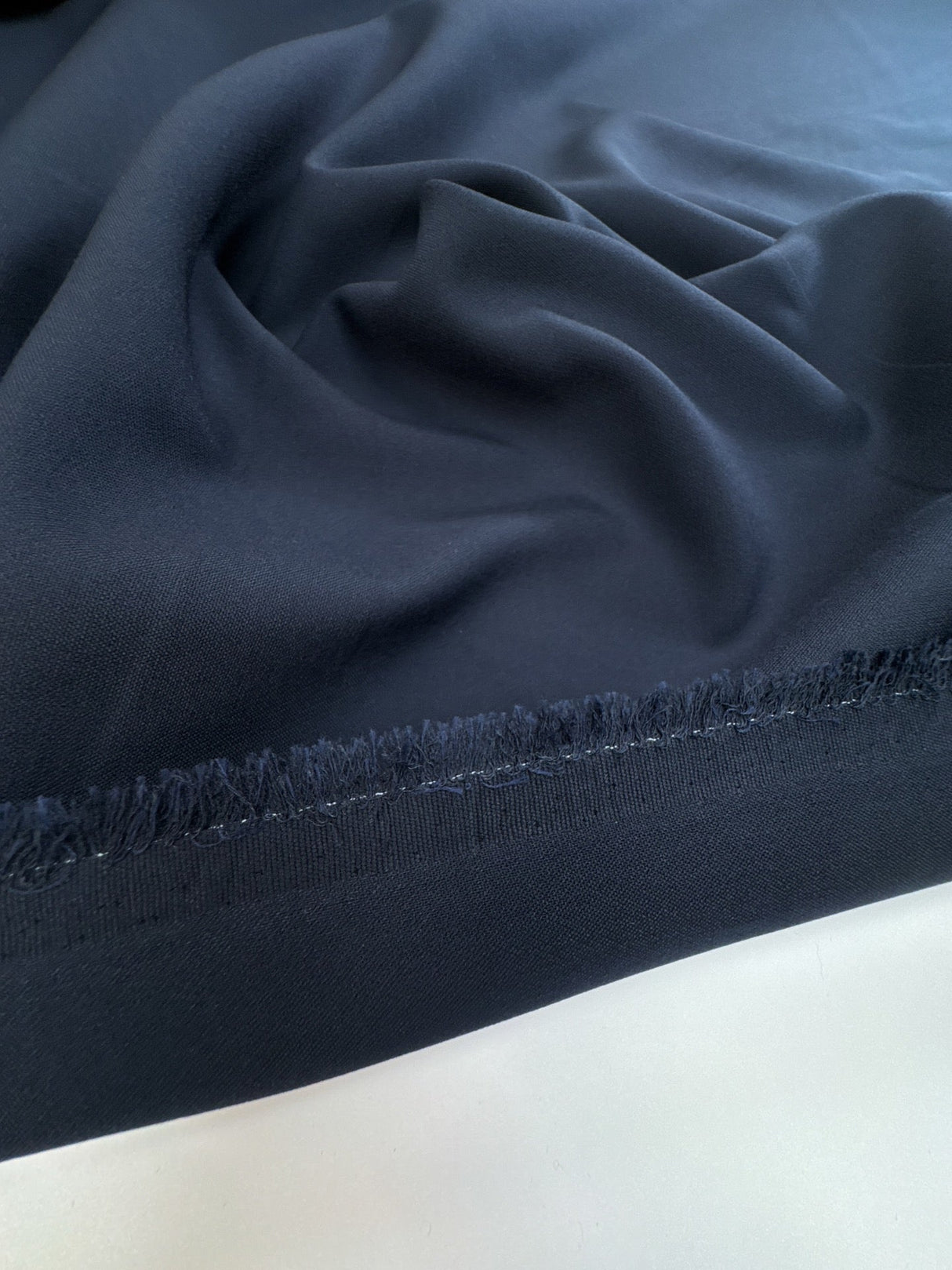 Blue Polyester Viscose Cotton Elastane Double Weave