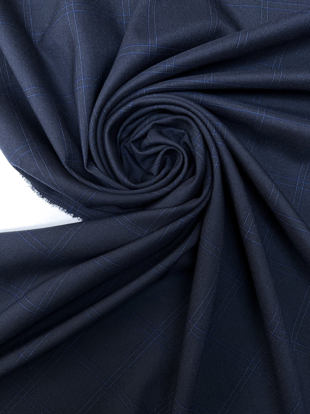 Polyester Elastane Checked Blue Suit Fabric