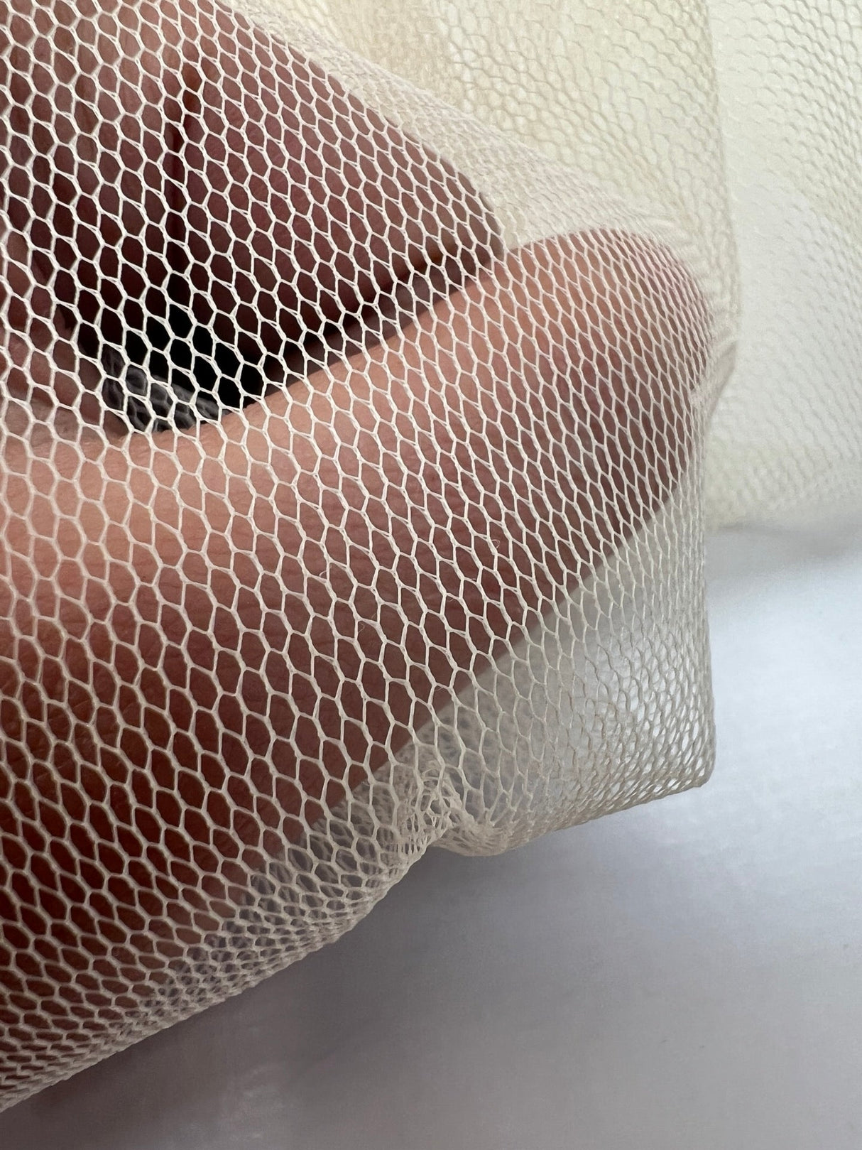 Beige Polyamide Mesh Fabric