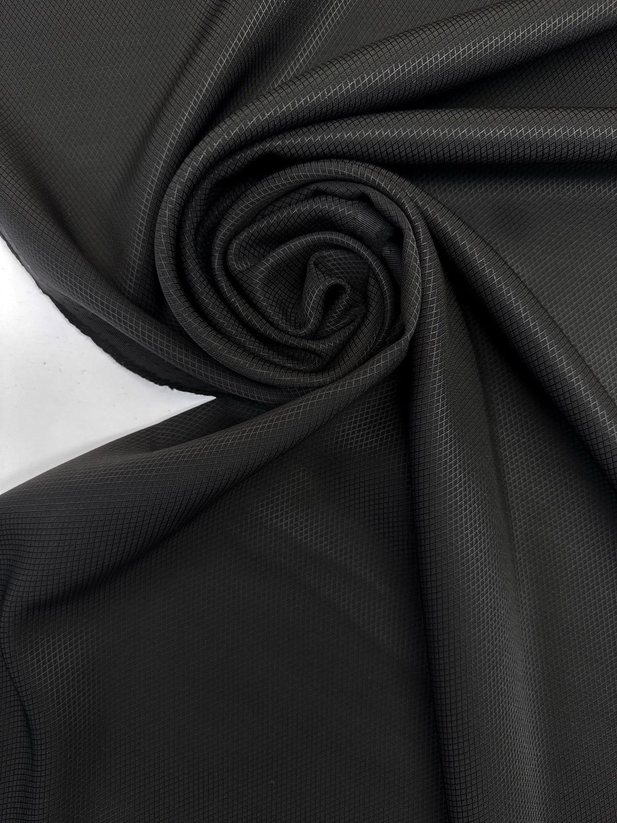 Wool Cotton Jacquard Fabric Black
